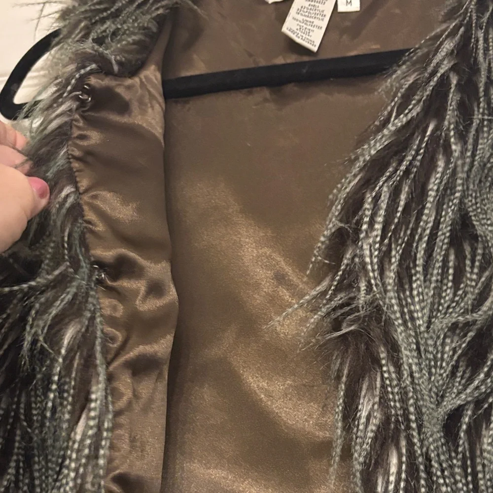 Max Studio Textured Faux Fur Vest in Brown Medium